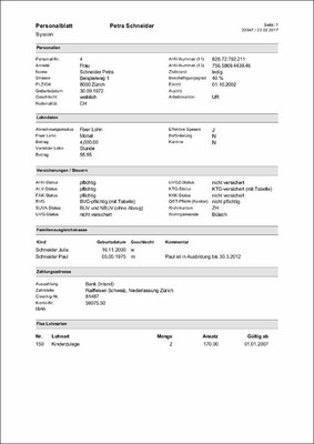 Personalblatt Personalblatt